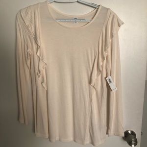 Cream Long Sleeved Ruffle Top